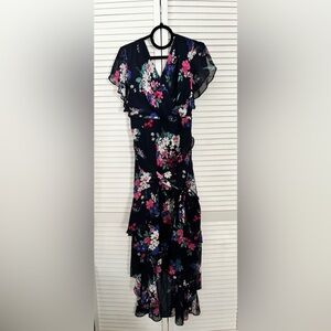 City Chic Women’s Navy Floral Sheer High Low Dress,Size: Medium,NWOT(read notes)